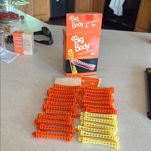 Vintage Toni Big Body Perm Hair Curlers in Orange and Yellow